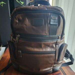 Incredible Chocolate Brown and Black Leather Tumi Backpack